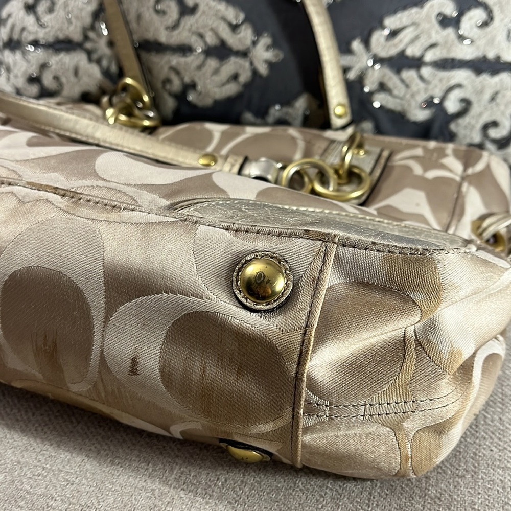 Coach Gold Metallic Colette Signature Canvas Shoulder Bag - Picture 6 of 16